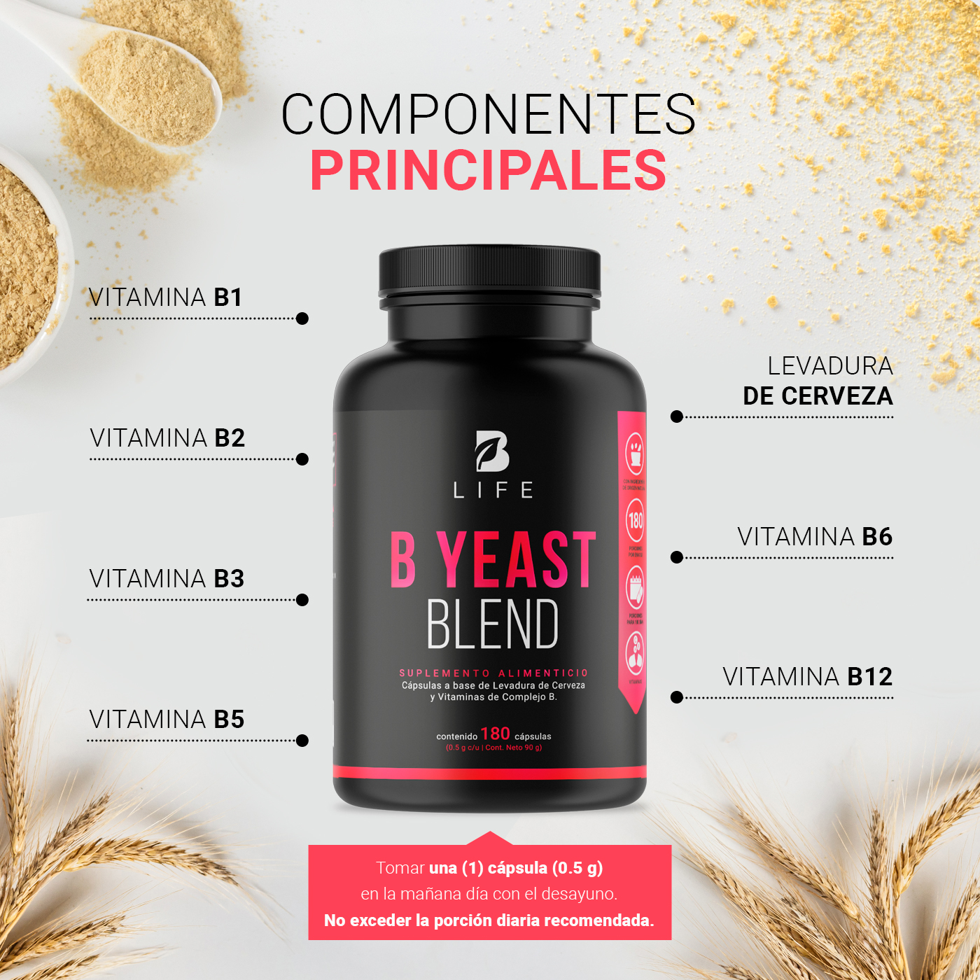 Foto 5 pulgar | Suplemento Alimenticio B Life B Yeas Blend 180 Cápsulas