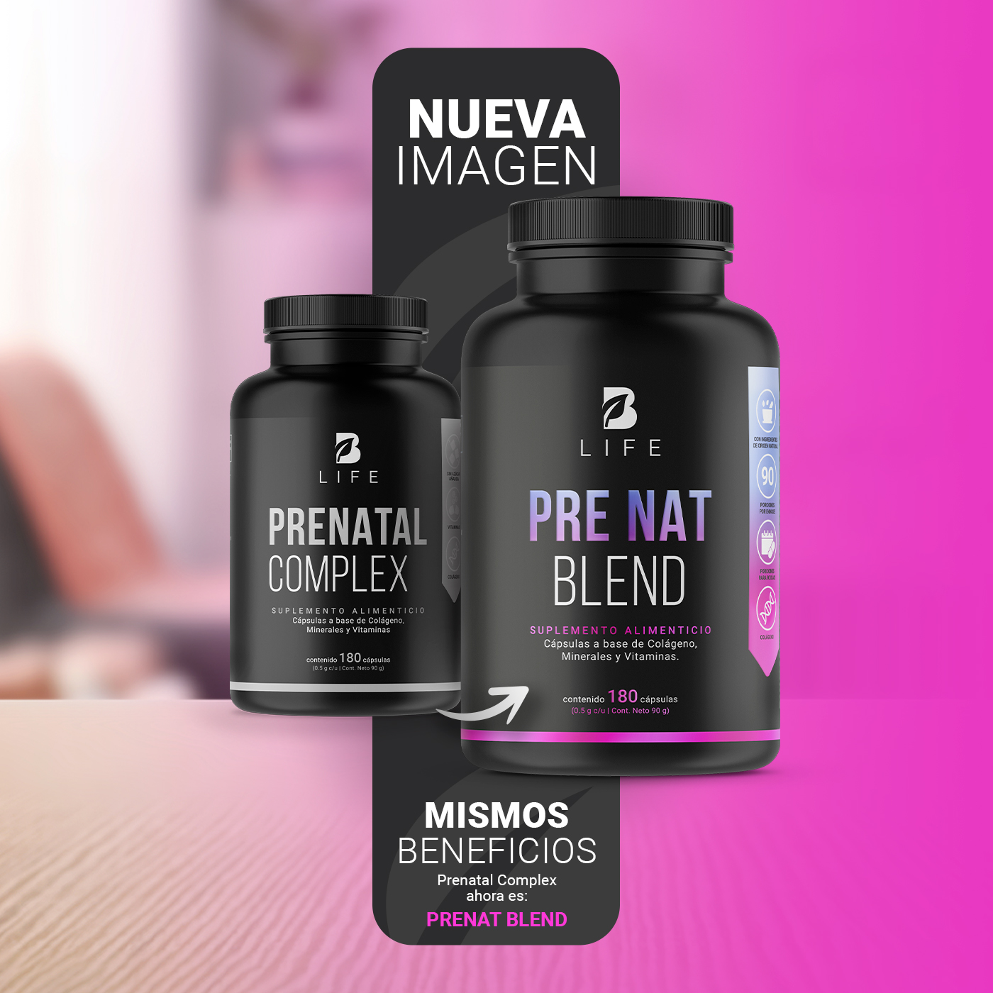 Foto 4 pulgar | Multivitamínico Prenatal 180 Cápsulas Ingredientes Naturales Pre Nat Blend B Life