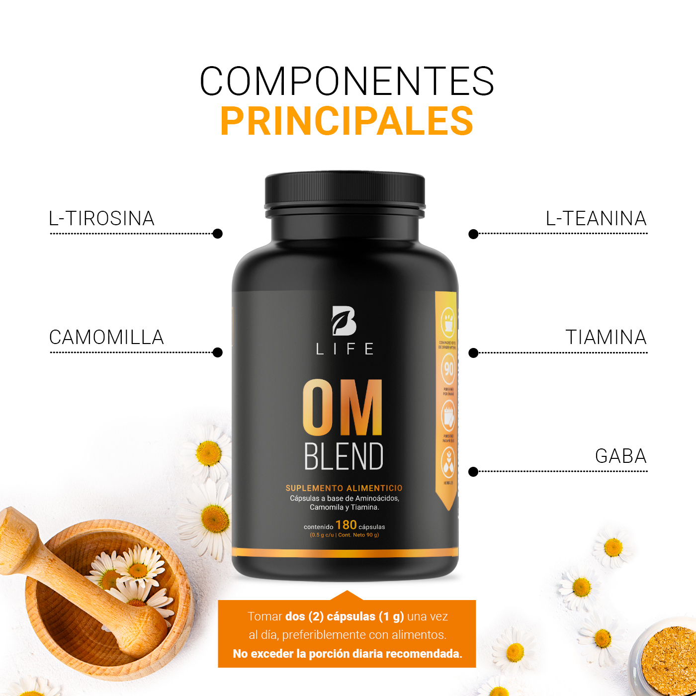 Foto 5 pulgar | Suplemento Alimenticio Om Blend 500 mg 180 Cápsulas Ingredientes Naturales Om Blend B Life