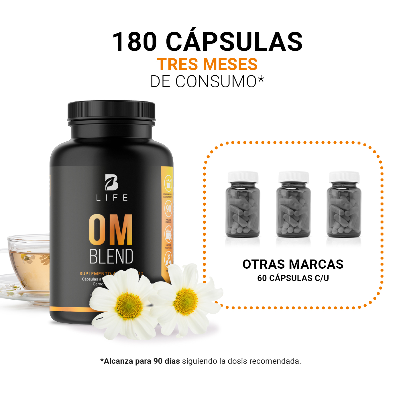 Foto 6 pulgar | Suplemento Alimenticio Om Blend 500 mg 180 Cápsulas Ingredientes Naturales Om Blend B Life