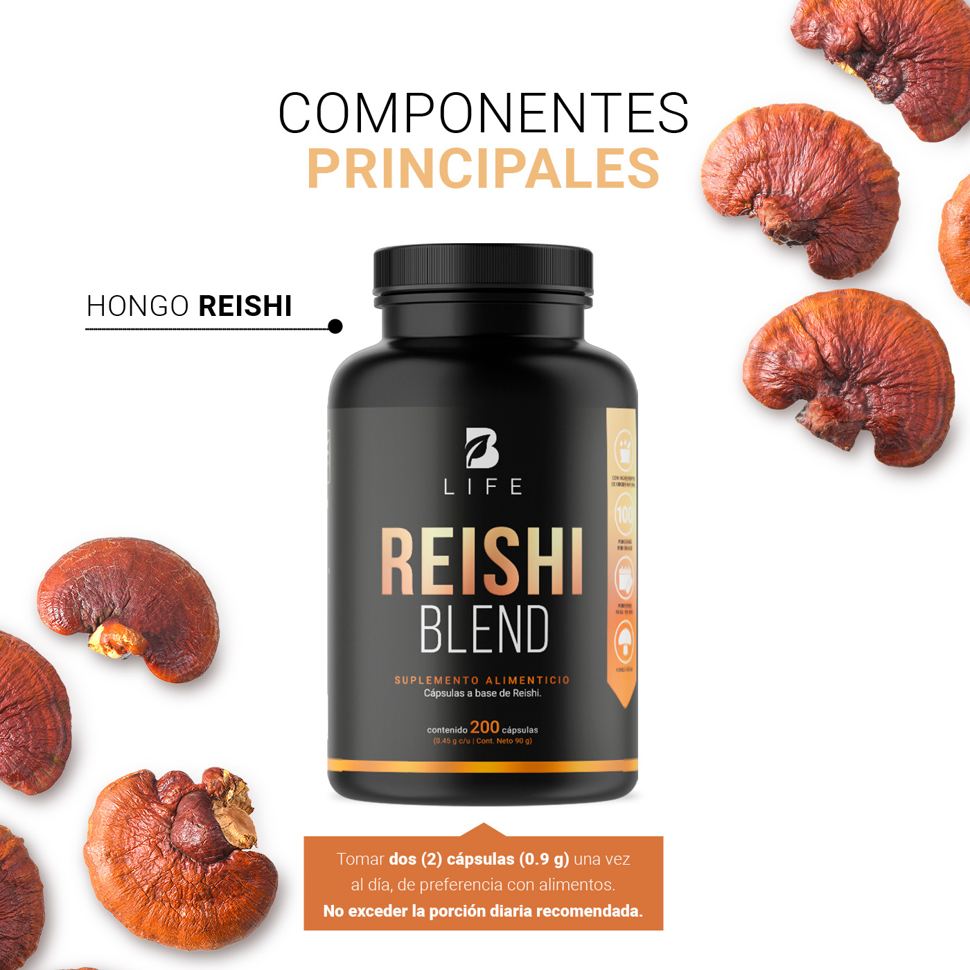 Foto 5 pulgar | Hongo Reishi  - Antioxidante Antiinflamatorio B Life