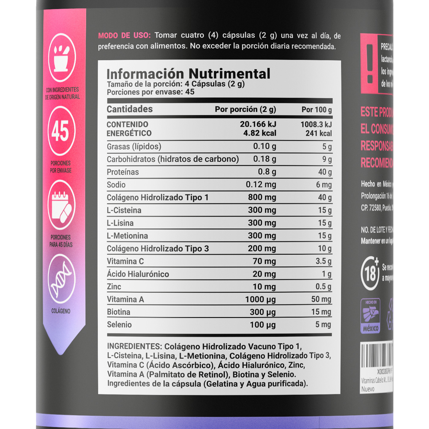 Foto 3 pulgar | Vitaminas para el Cabello de la Mujer Ingredientes Naturales 180 Cápsulas Womens Hair B Life