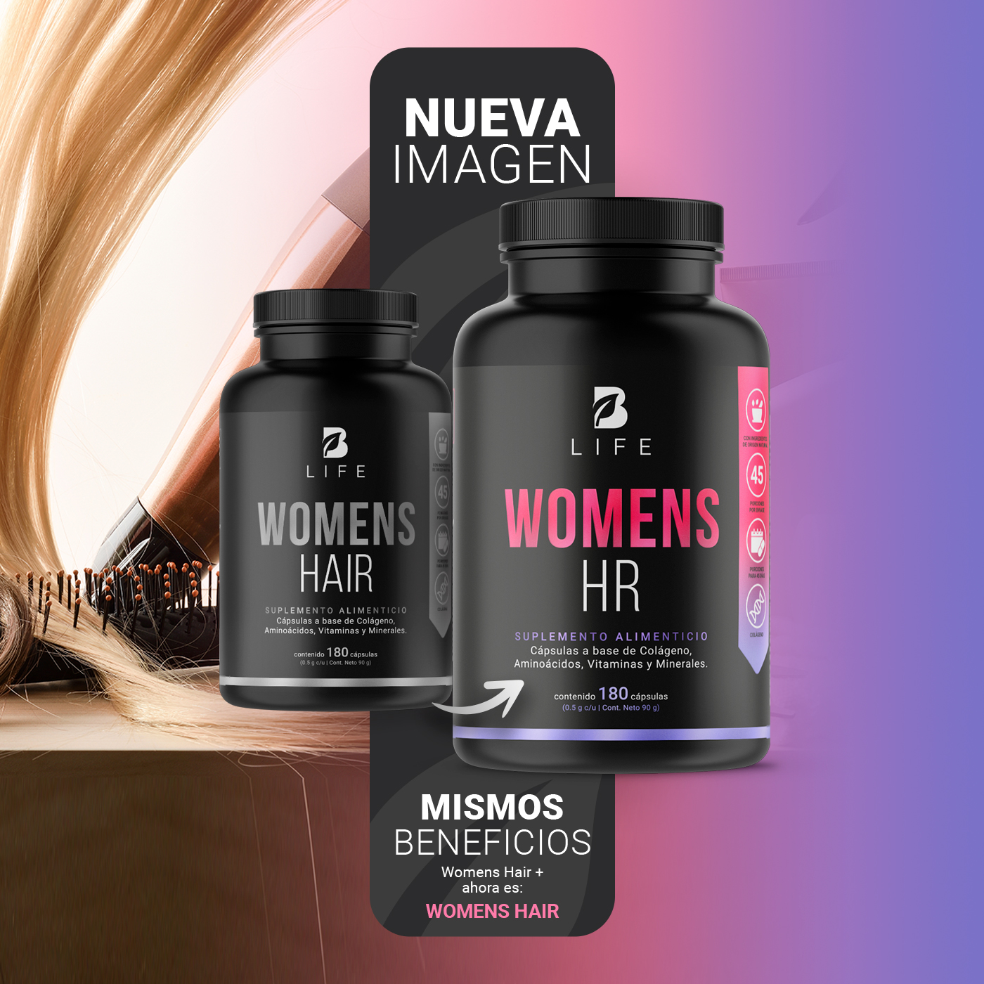 Foto 4 pulgar | Vitaminas para el Cabello de la Mujer Ingredientes Naturales 180 Cápsulas Womens Hair B Life