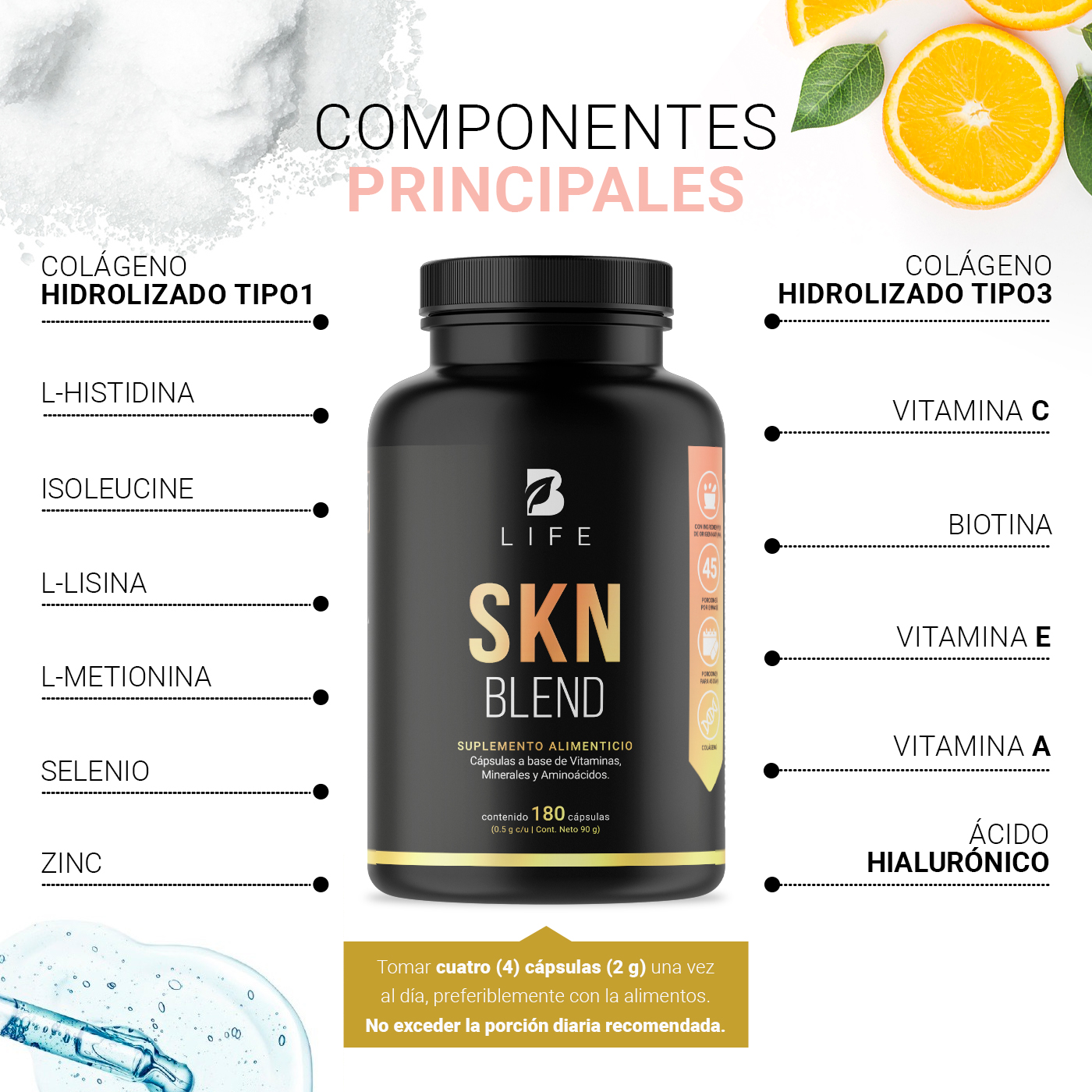 Foto 5 pulgar | SKN Blend de 180 Cápsulas Ingredientes Naturales SKN Blend Life