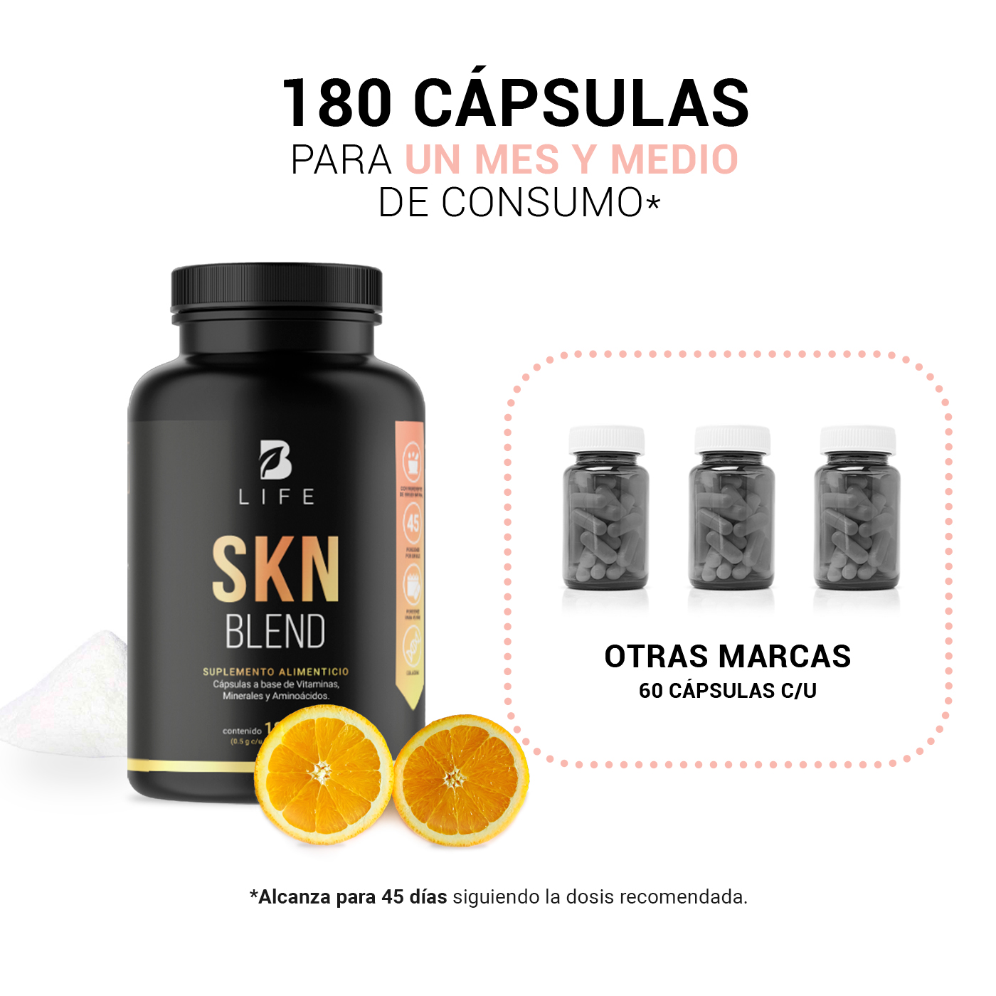 Foto 5 | SKN Blend de 180 Cápsulas Ingredientes Naturales SKN Blend Life