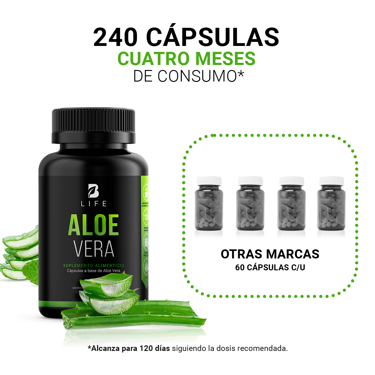 Foto 6 pulgar | Suplemento Alimenticio B Life Aloe Vera 240 Cápsulas