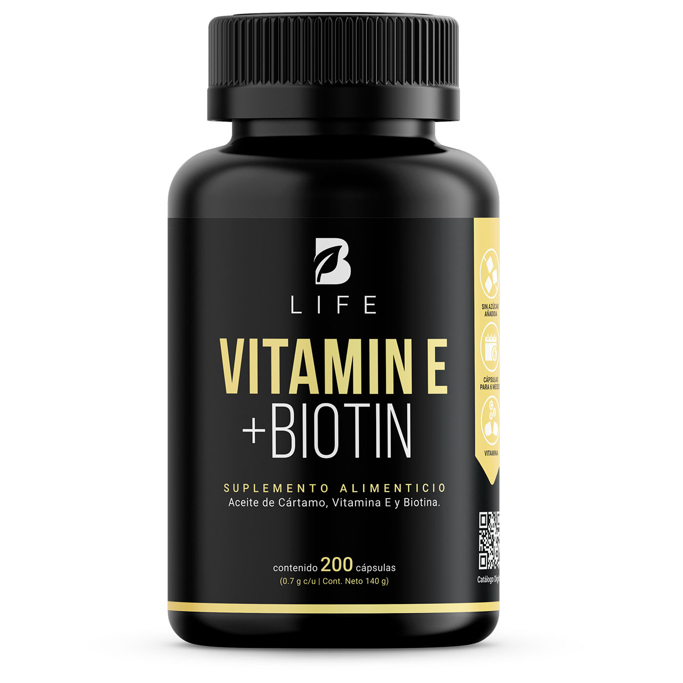 Vitamina E + Biotina de 200 Cápsulas Ingredientes Naturales Supplement E&B B Life