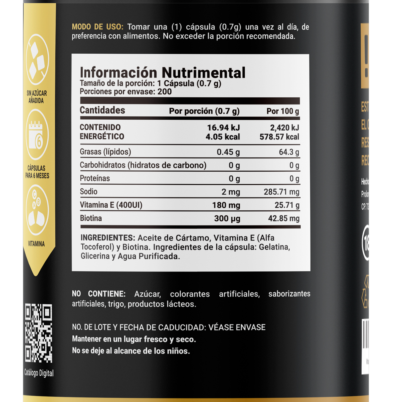 Foto 3 pulgar | Vitamina E + Biotina de 200 Cápsulas Ingredientes Naturales Supplement E&B B Life