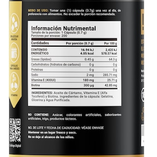 Foto 2 | Vitamina E + Biotina de 200 Cápsulas Ingredientes Naturales Supplement E&B B Life