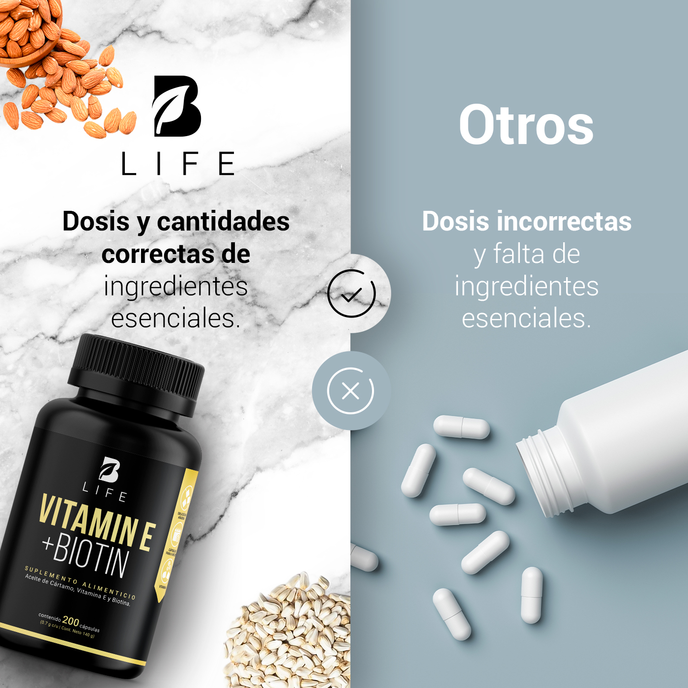 Foto 7 pulgar | Vitamina E + Biotina de 200 Cápsulas Ingredientes Naturales Supplement E&B B Life