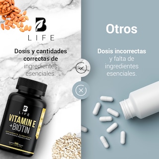 Foto 6 | Vitamina E + Biotina de 200 Cápsulas Ingredientes Naturales Supplement E&B B Life