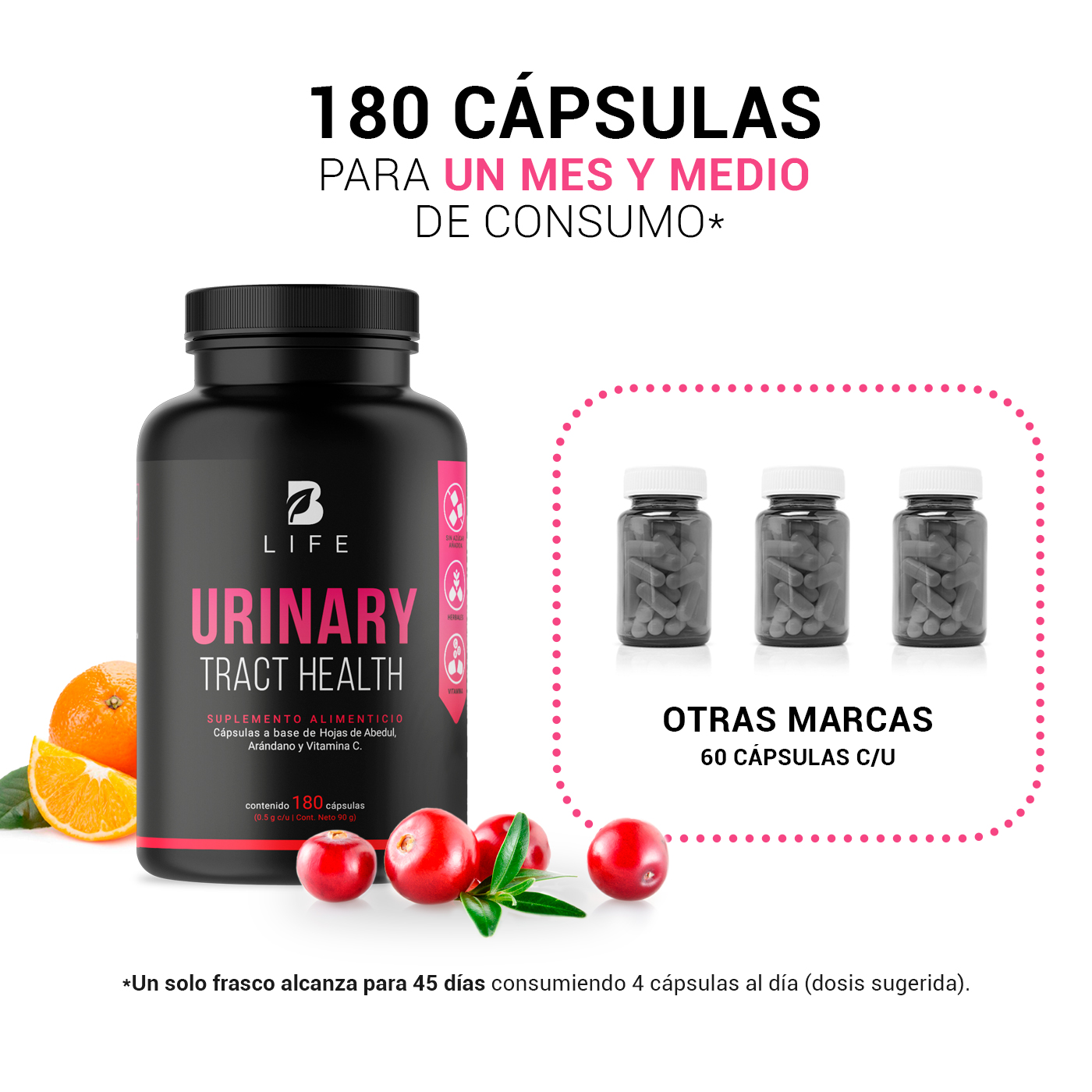 Foto 5 pulgar | Urinary Tract Health de 180 Cápsulas Ingredientes Naturales Urinary Tract Health B Life