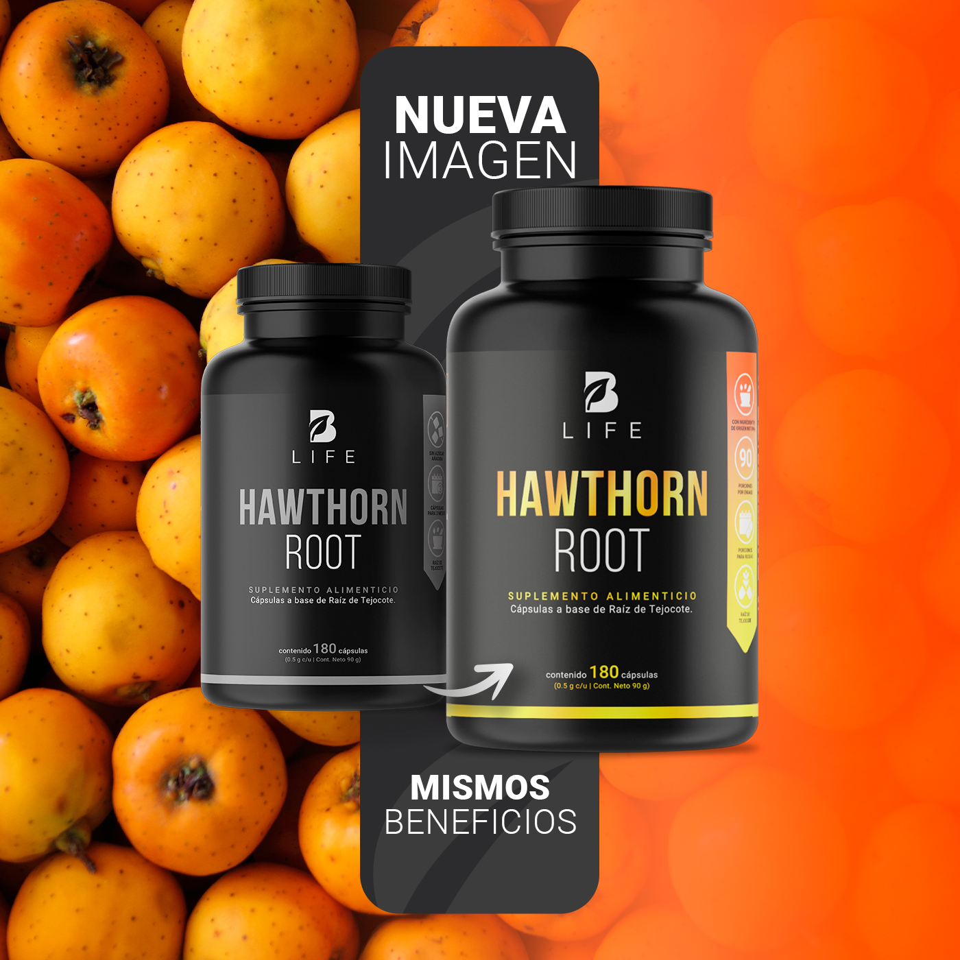 Foto 4 pulgar | Raíz de Tejocote 180 Cápsulas Hawthorn Root B Life