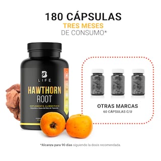 Foto 5 | Raíz de Tejocote 180 Cápsulas Hawthorn Root B Life