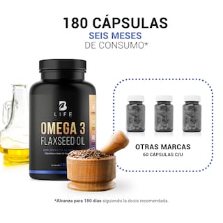 Foto 5 | Suplemento Alimenticio B Life Omega 3 Flaxseed Oil 180 Cápsulas
