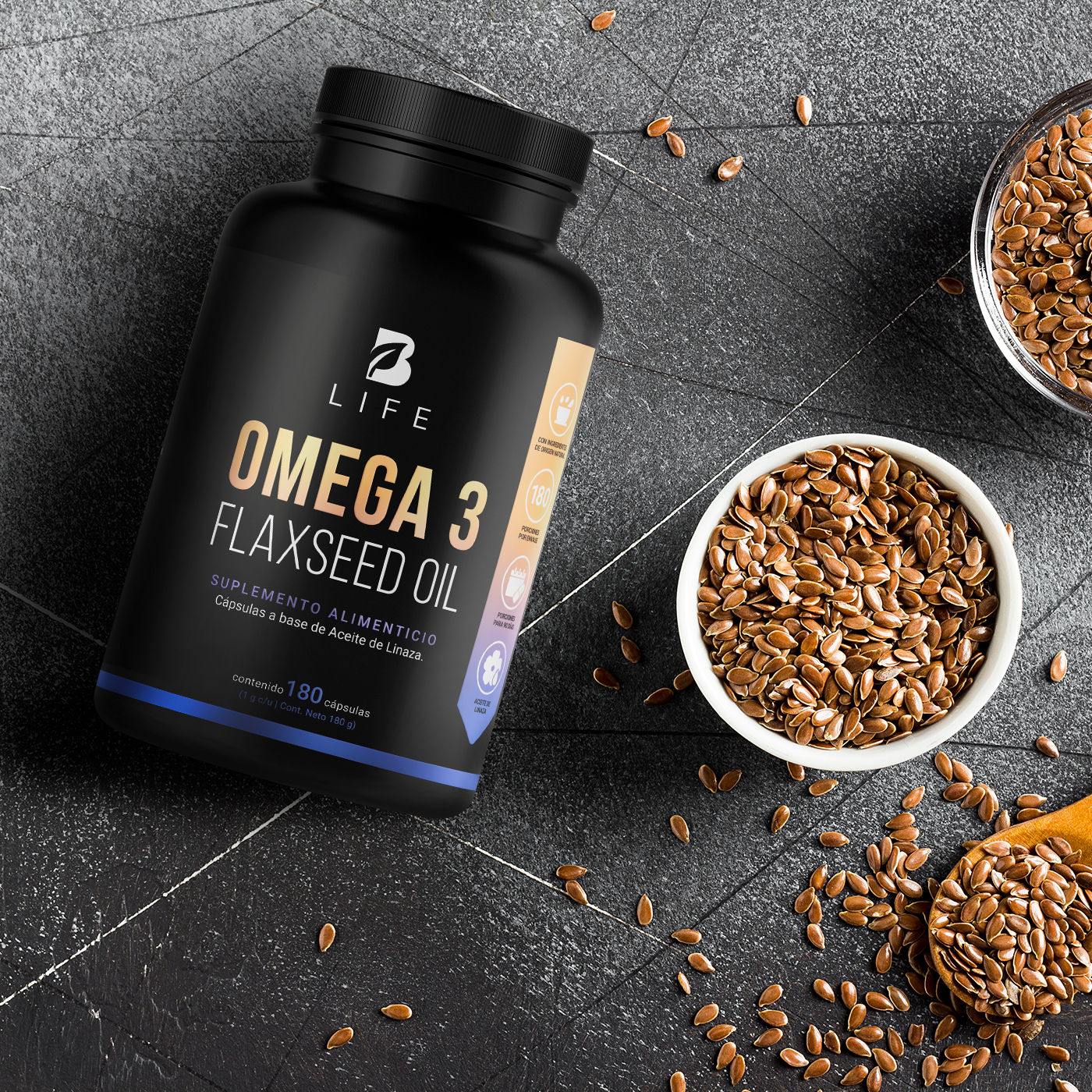 Foto 9 pulgar | Suplemento Alimenticio B Life Omega 3 Flaxseed Oil 180 Cápsulas
