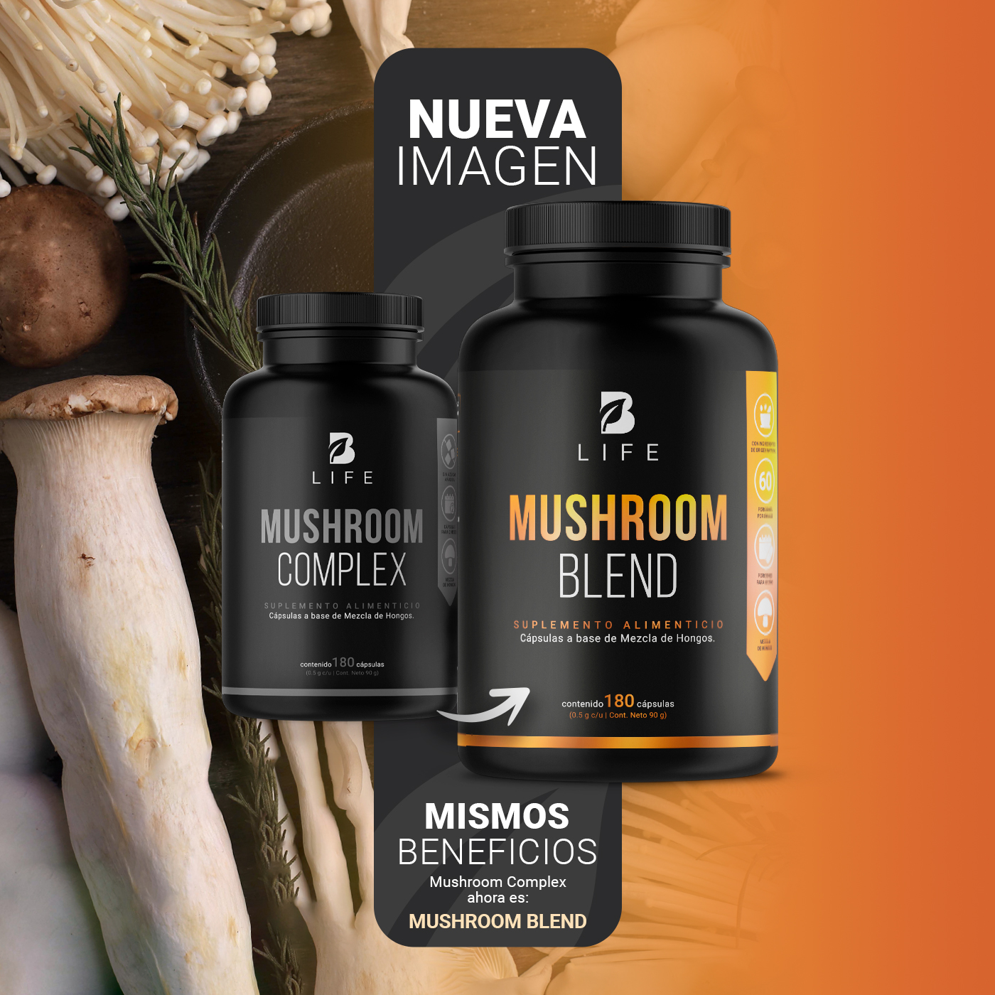 Foto 4 pulgar | Complejo B Life de Hongos 180 Cápsulas