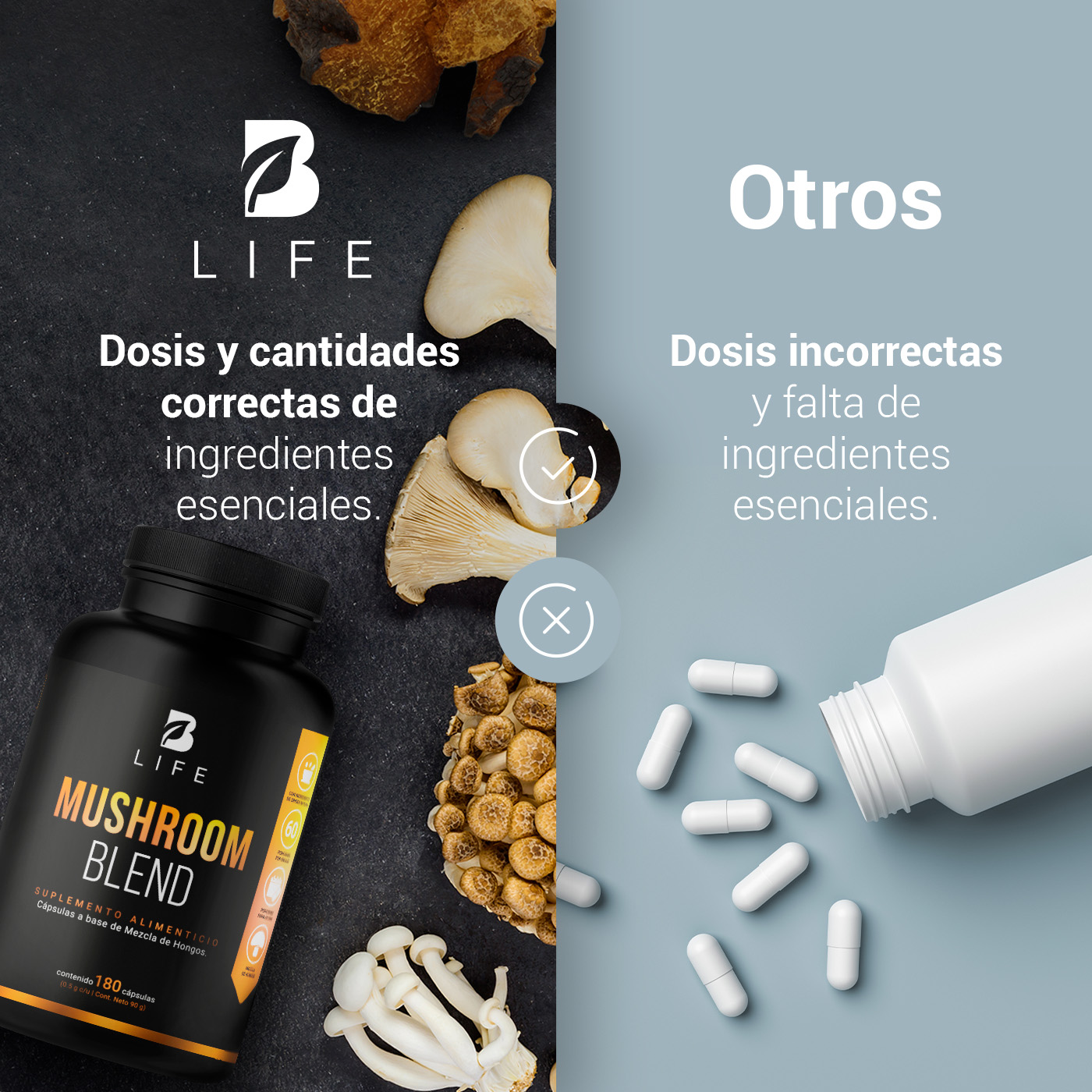 Foto 6 | Complejo B Life de Hongos 180 Cápsulas