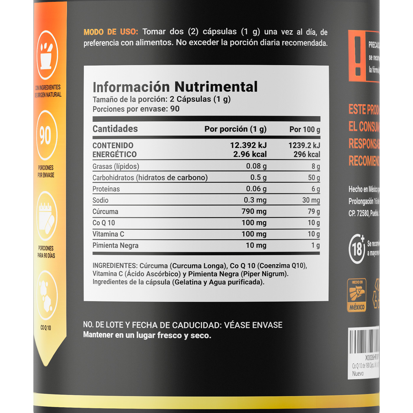 Foto 3 pulgar | CoQ10 de 180 Cápsulas Ingredientes Naturales Coenzima Q10 Cúrcuma y Vitamina C Co Q-10 Blend B Life
