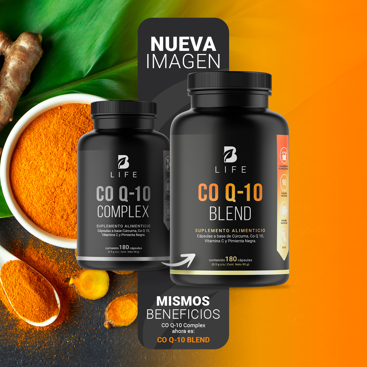 Foto 4 pulgar | CoQ10 de 180 Cápsulas Ingredientes Naturales Coenzima Q10 Cúrcuma y Vitamina C Co Q-10 Blend B Life