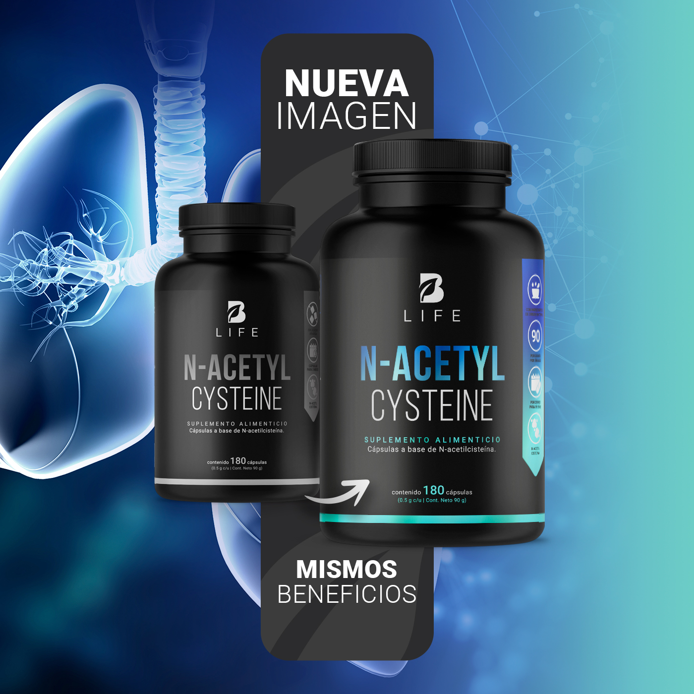 Foto 4 pulgar | Suplemento Alimenticio B Life N-Acetyl Cysteine 180 Cápsulas