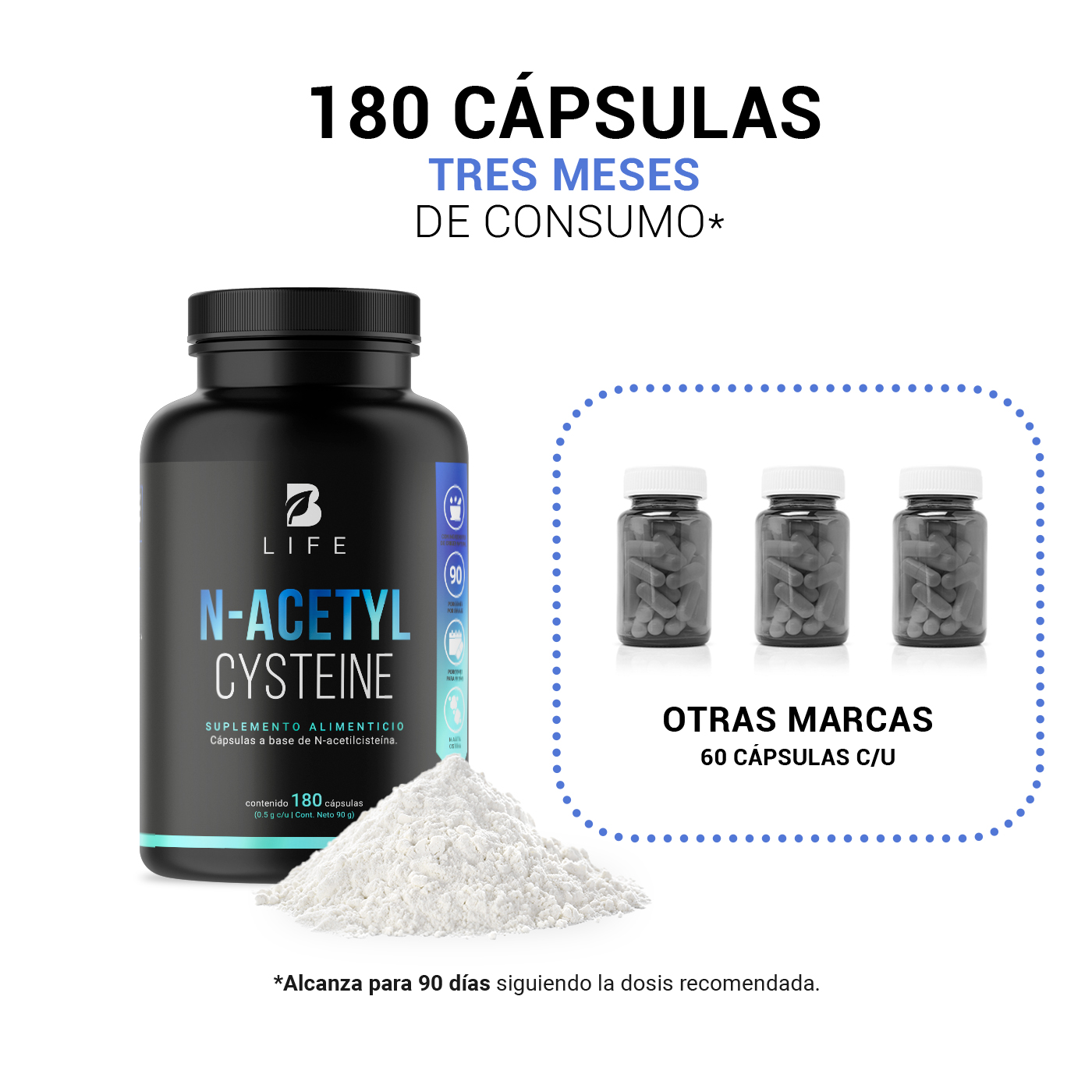 Foto 5 | Suplemento Alimenticio B Life N-Acetyl Cysteine 180 Cápsulas