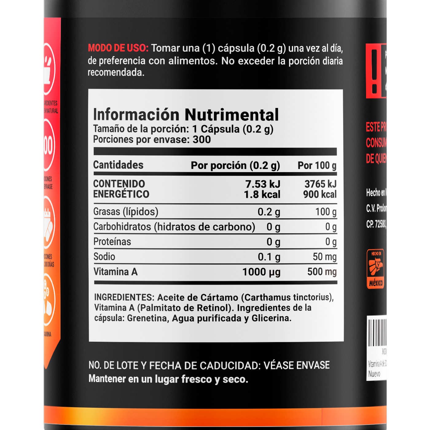 Foto 2 | Vitamina A B Life 300 Cápsulas