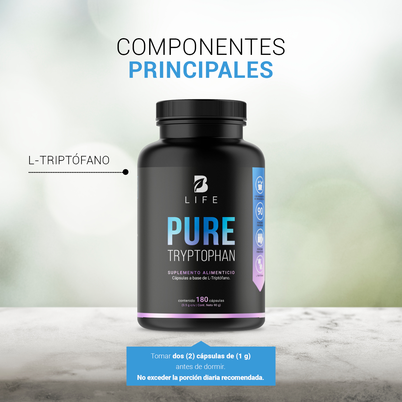 Foto 4 | Triptófano de 180 Cápsulas B Life