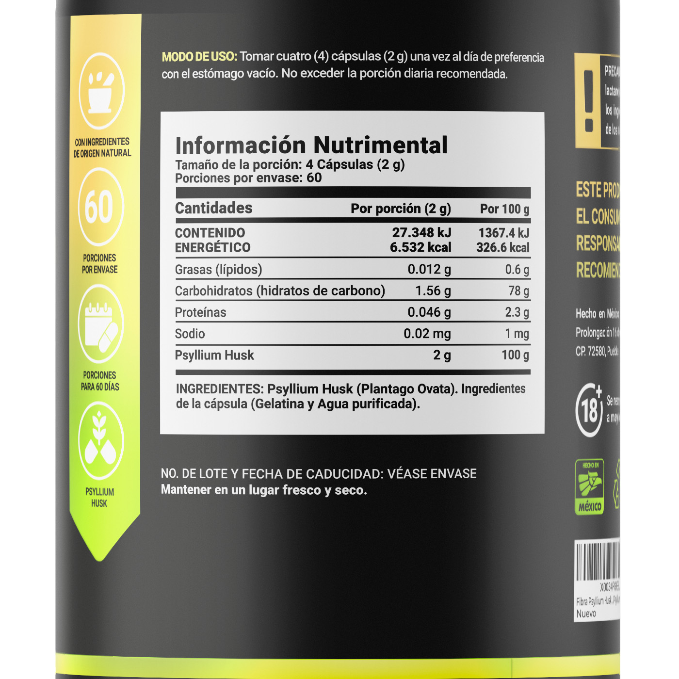 Foto 2 | Fibra de Psyllium Husk B Life