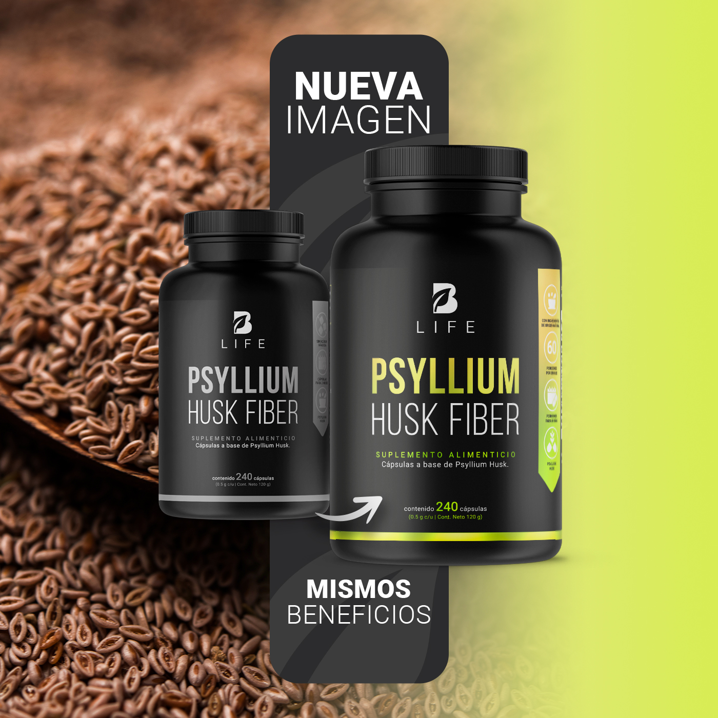 Foto 4 pulgar | Fibra de Psyllium Husk B Life