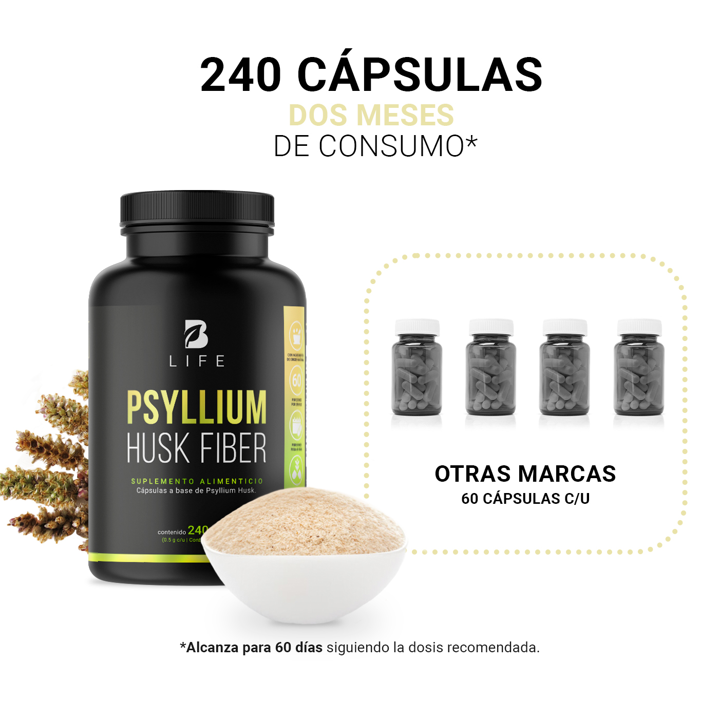 Foto 6 pulgar | Fibra de Psyllium Husk B Life