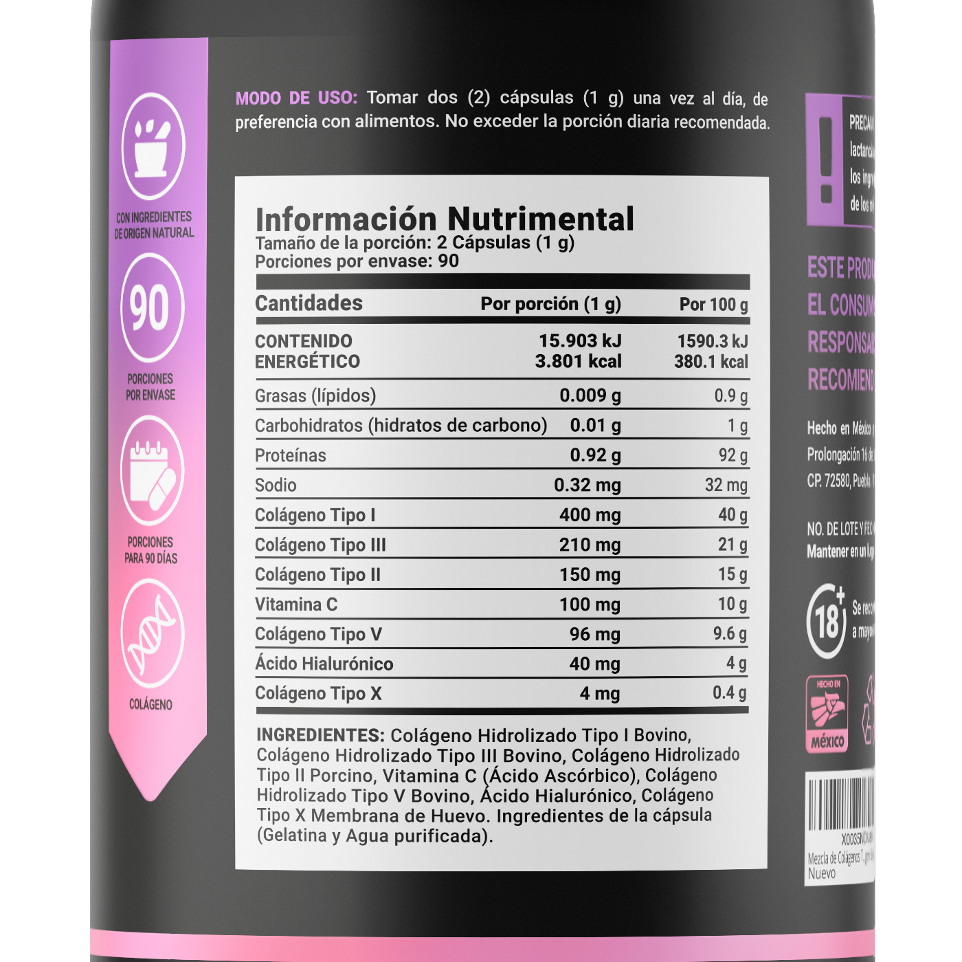 Foto 3 pulgar | Colágeno Tipo I II III V y X con 180 cápsulas Ingredientes naturales Collagen Blend I II III V X B Life