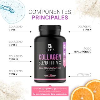 Foto 4 | Colágeno Tipo I II III V y X con 180 cápsulas Ingredientes naturales Collagen Blend I II III V X B Life