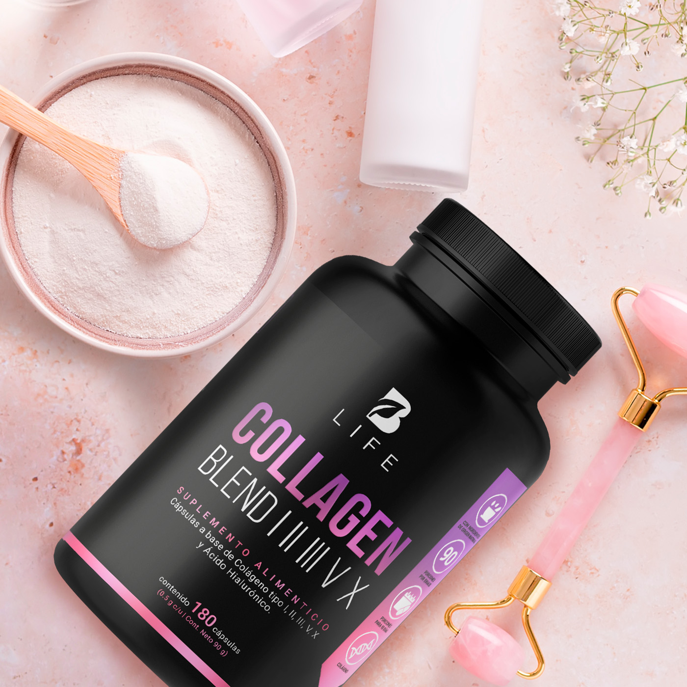 Foto 8 | Colágeno Tipo I II III V y X con 180 cápsulas Ingredientes naturales Collagen Blend I II III V X B Life
