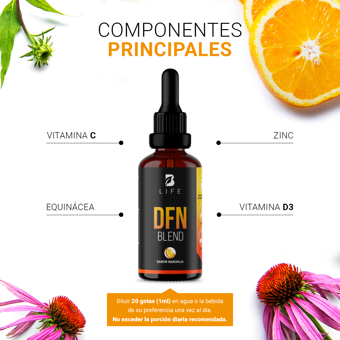 Foto 5 pulgar | DFN Blend | Multivitamínico de Vitamina C + Zinc en Gotas