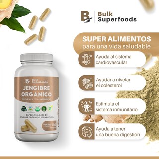 Foto 2 | Suplementos Alimenticios A Base De Jengibre Organico 100% Natural| Jengibre En Capsulas - 180 Capsul