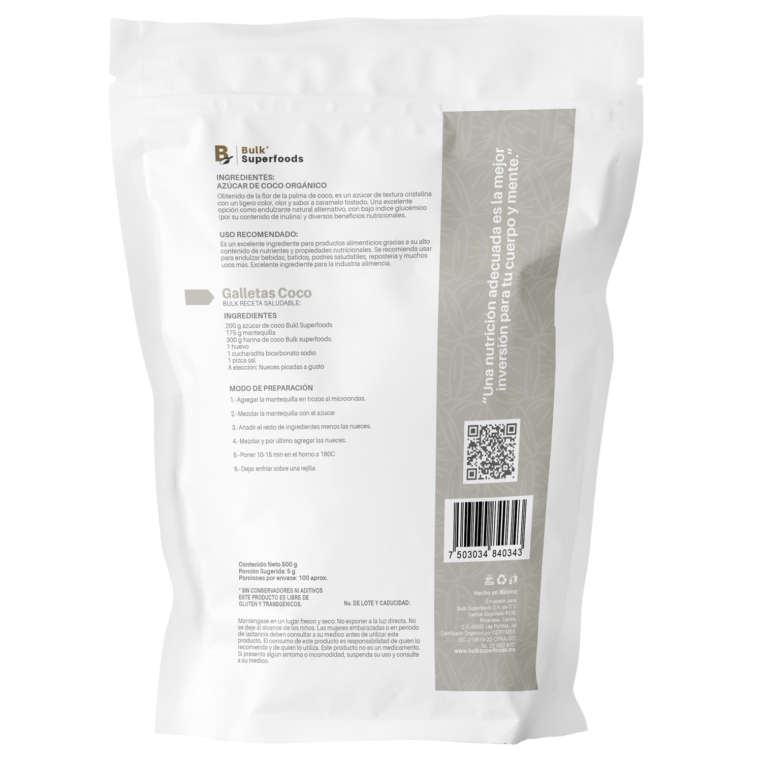 Foto 3 pulgar | Azúcar De Coco Orgánica | Coconut Sugar 500g Bulk Superfoods