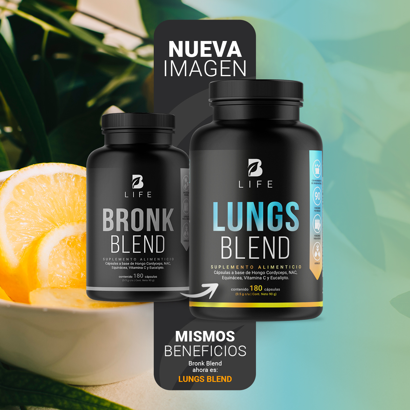 Foto 4 pulgar | Lungs Blend de 180 Cápsulas Ingredientes Naturales Lungs Blend B Life