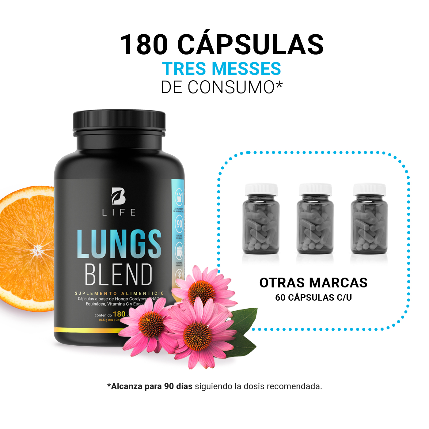 Foto 6 pulgar | Lungs Blend de 180 Cápsulas Ingredientes Naturales Lungs Blend B Life