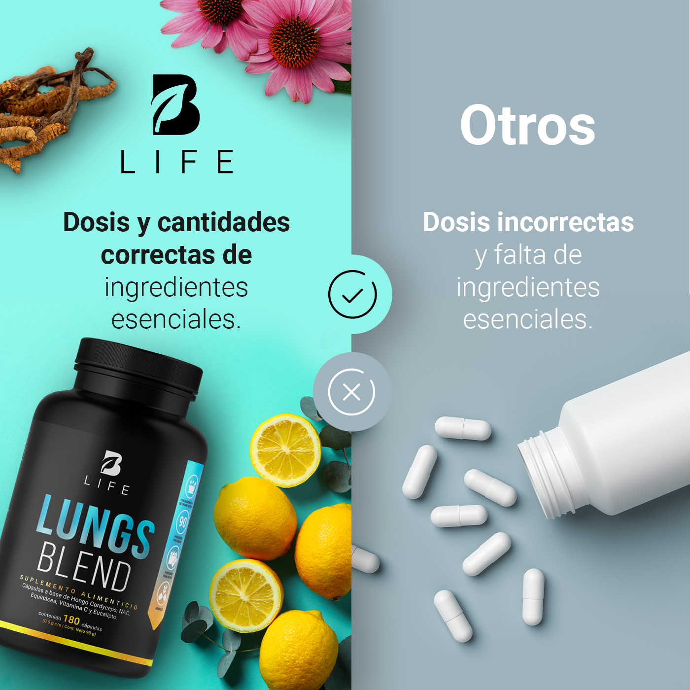 Foto 7 pulgar | Lungs Blend de 180 Cápsulas Ingredientes Naturales Lungs Blend B Life