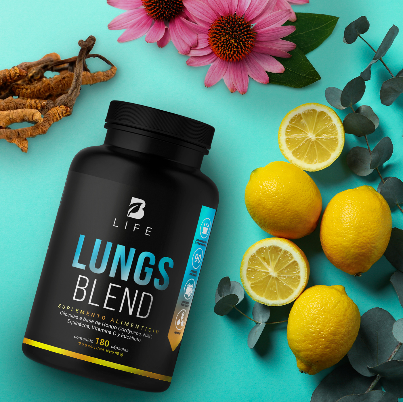 Foto 9 pulgar | Lungs Blend de 180 Cápsulas Ingredientes Naturales Lungs Blend B Life