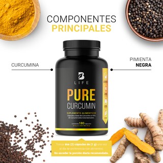 Foto 4 | Curcumina Pura de 180 Cápsulas B Life