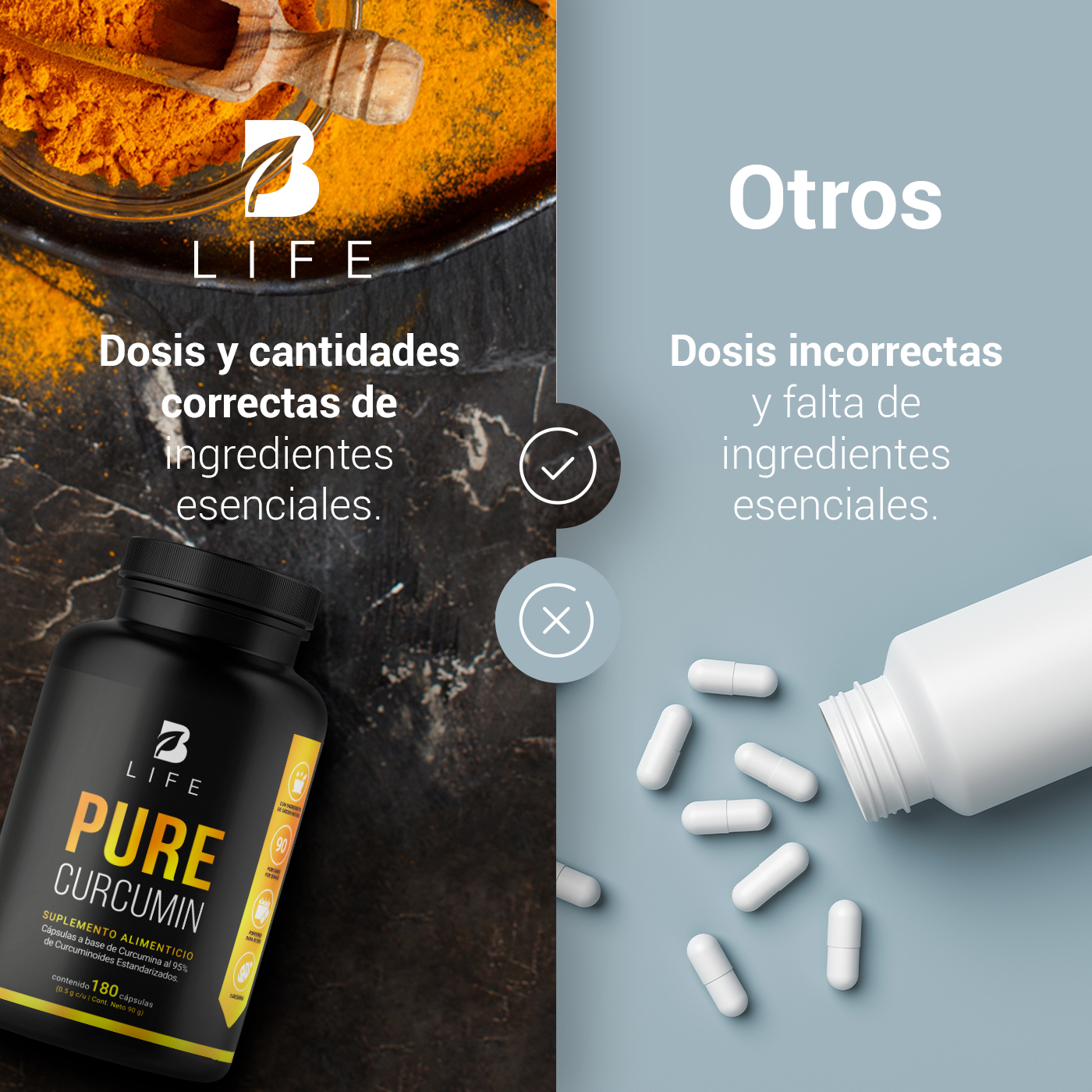 Foto 6 | Curcumina Pura de 180 Cápsulas B Life