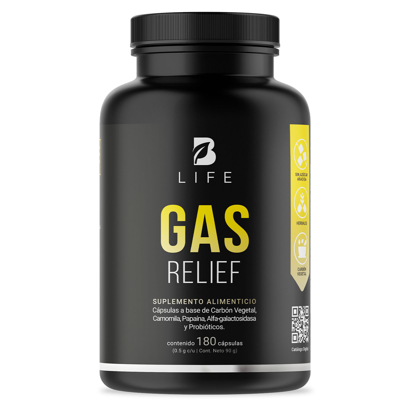 Gas Relief de 180 Cápsulas Ingredientes Naturales Gas Relief B Life