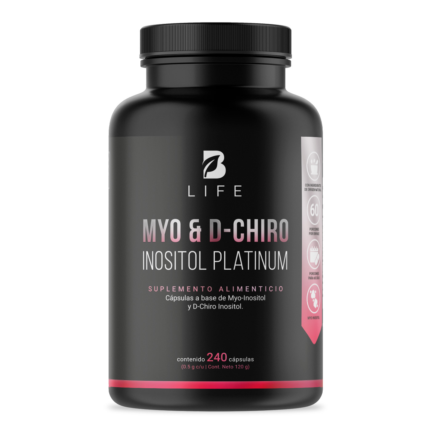 Foto 2 pulgar | Myo y D-Chiro Inositol 240 Cápsulas con 500 mg Ingredientes Naturales Myo & D-Chiro Inositol Platinum B Life