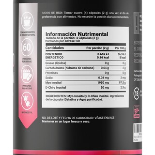 Foto 2 | Myo y D-Chiro Inositol 240 Cápsulas con 500 mg Ingredientes Naturales Myo & D-Chiro Inositol Platinum B Life