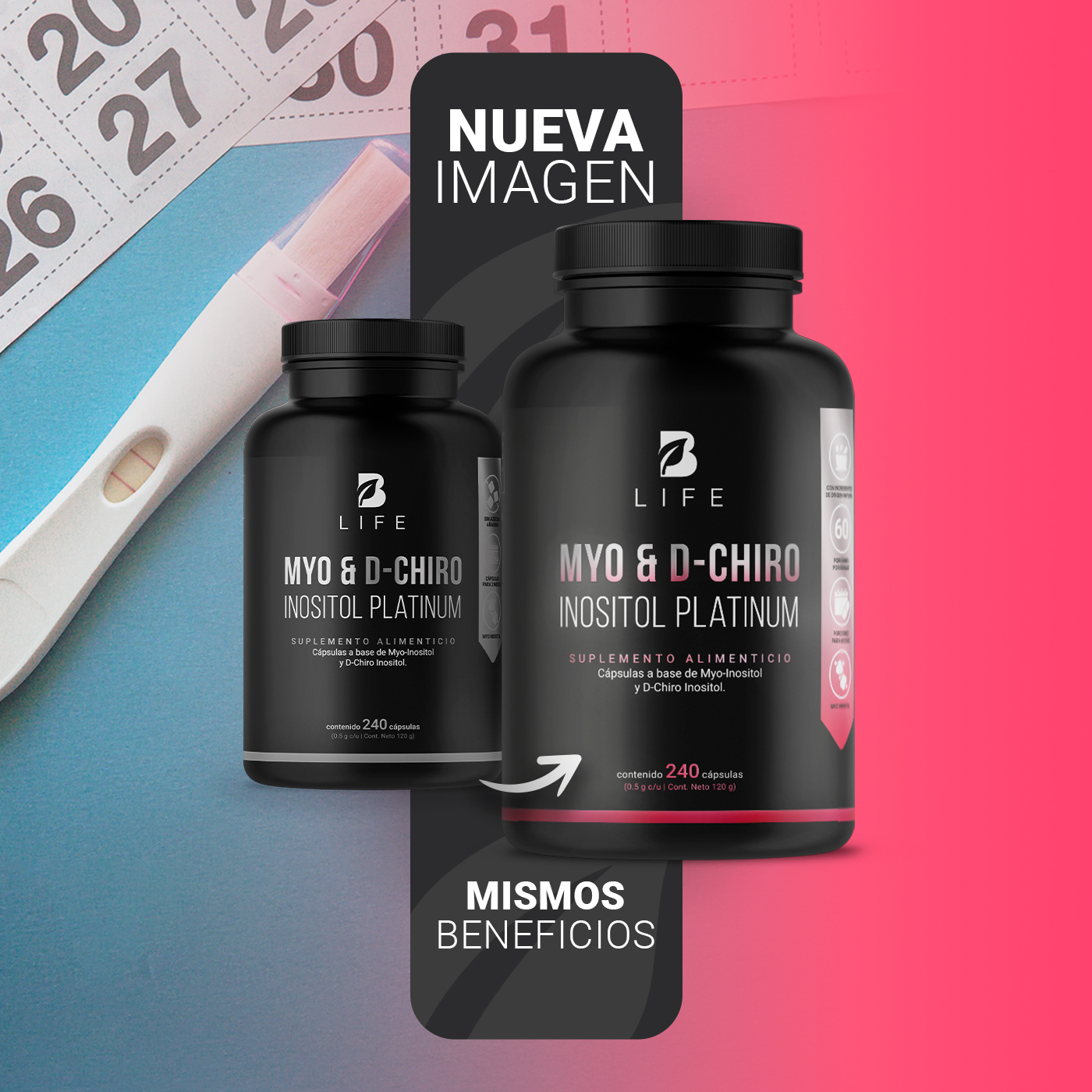 Foto 4 pulgar | Myo y D-Chiro Inositol 240 Cápsulas con 500 mg Ingredientes Naturales Myo & D-Chiro Inositol Platinum B Life