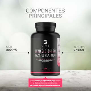 Foto 4 | Myo y D-Chiro Inositol 240 Cápsulas con 500 mg Ingredientes Naturales Myo & D-Chiro Inositol Platinum B Life