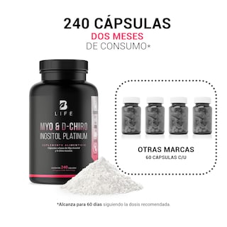 Foto 5 | Myo y D-Chiro Inositol 240 Cápsulas con 500 mg Ingredientes Naturales Myo & D-Chiro Inositol Platinum B Life