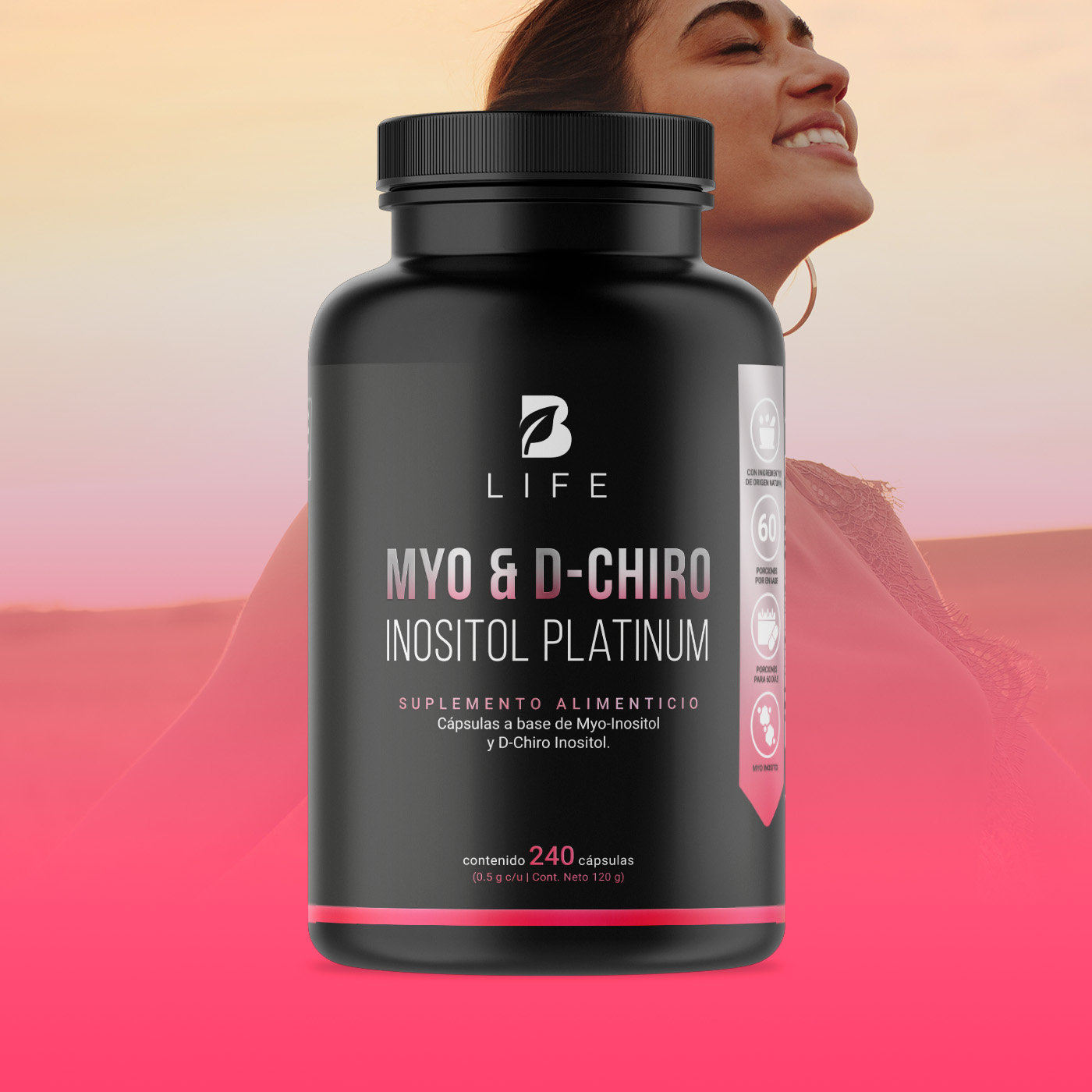 Foto 9 pulgar | Myo y D-Chiro Inositol 240 Cápsulas con 500 mg Ingredientes Naturales Myo & D-Chiro Inositol Platinum B Life